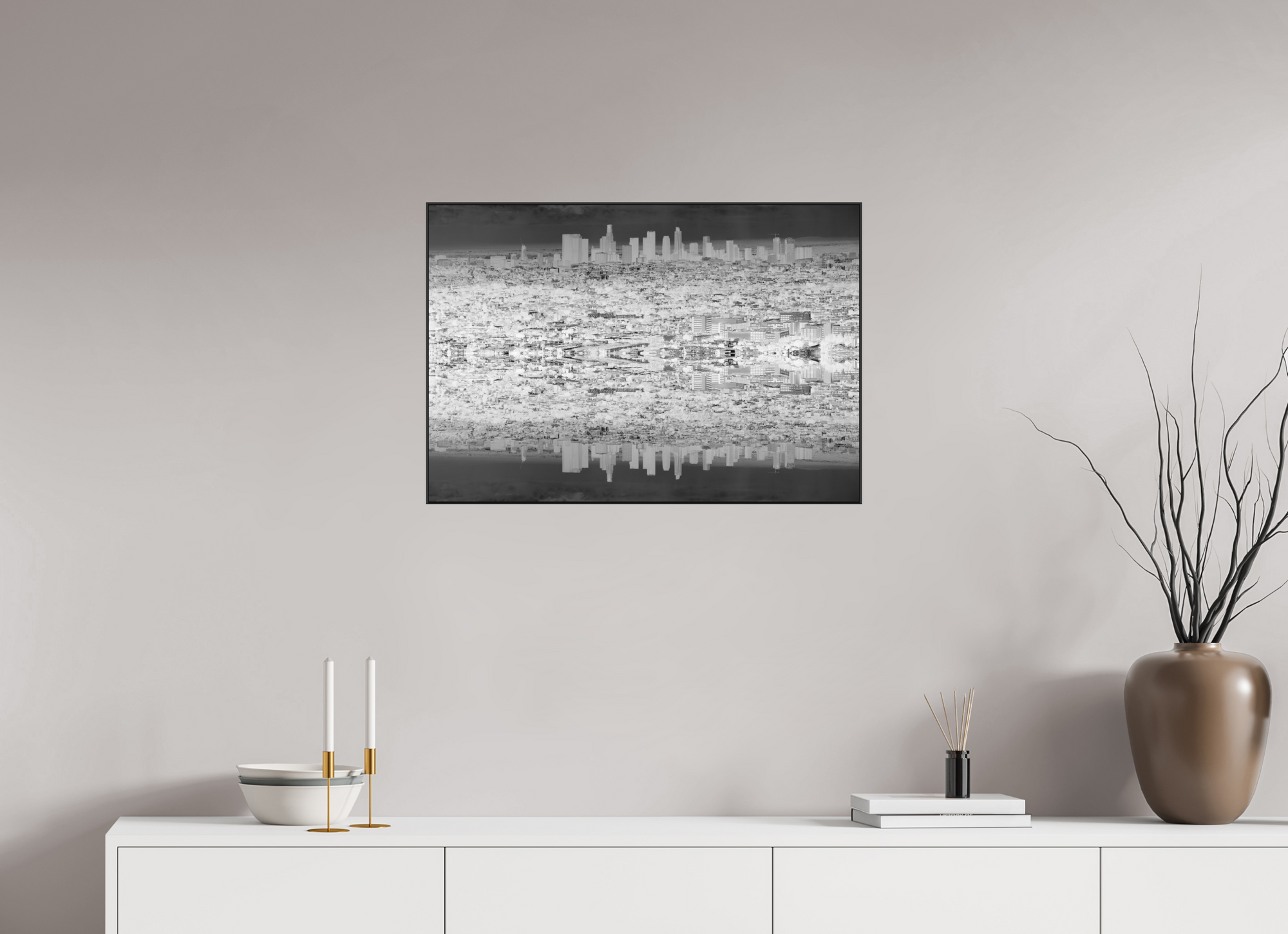 29.1 x 20″, Ilford Black and White Aluminum Frame Lake Los Angeles