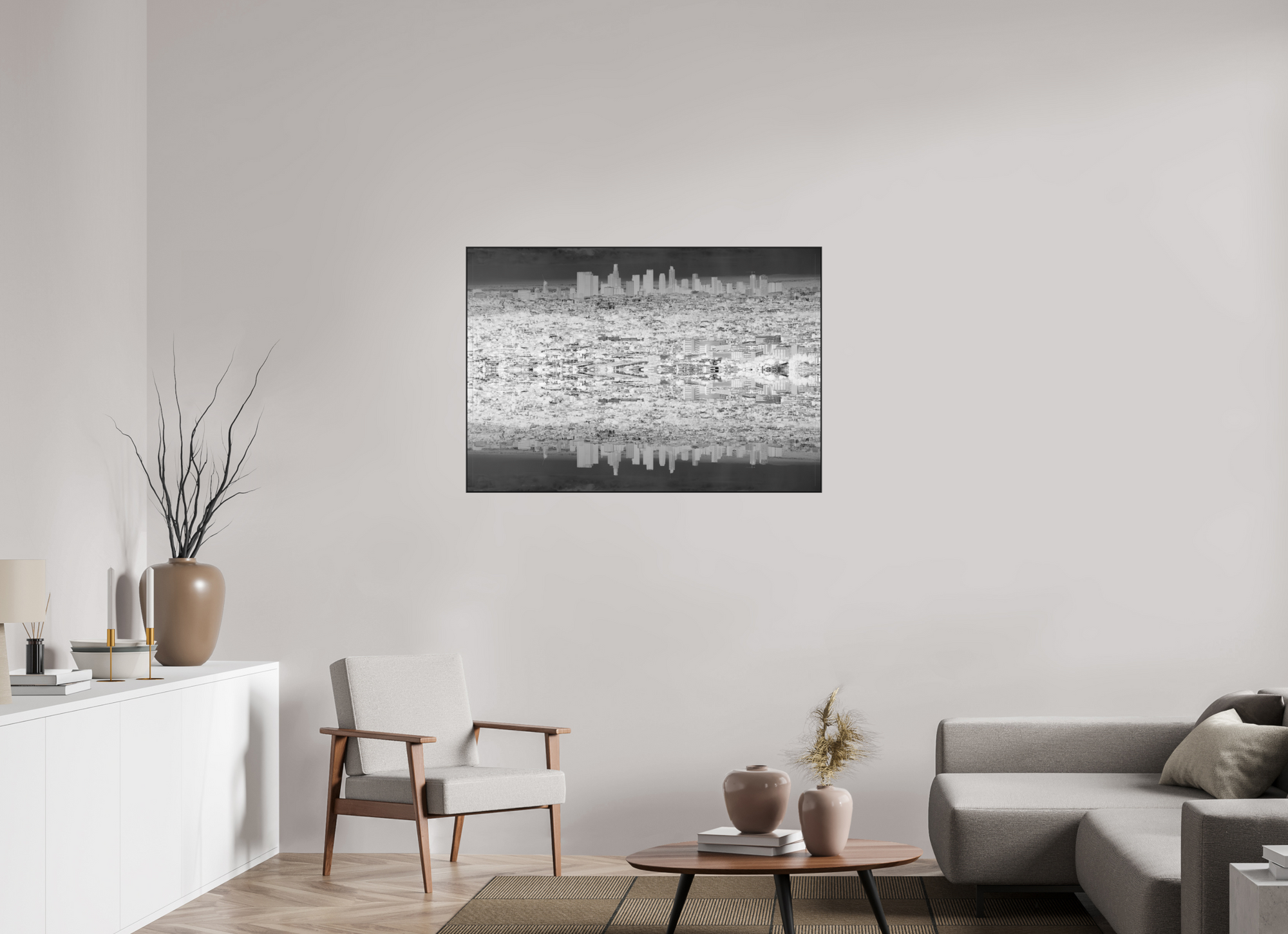 45 x 31″, Ilford Black and White Aluminum Frame Lake Los Angeles