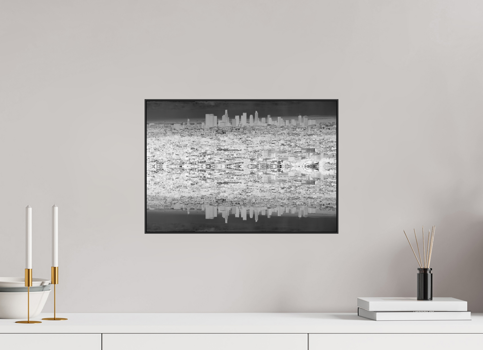 17.4 x 12″, Ilford Black and White Aluminum Frame Lake Los Angeles