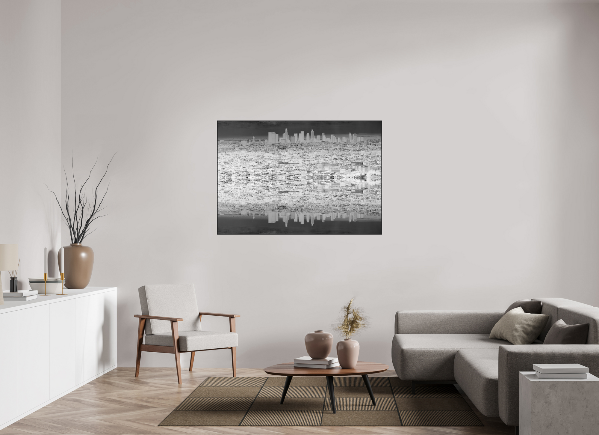 56.6 x 39″, Ilford Black and White Aluminum Frame Lake Los Angeles