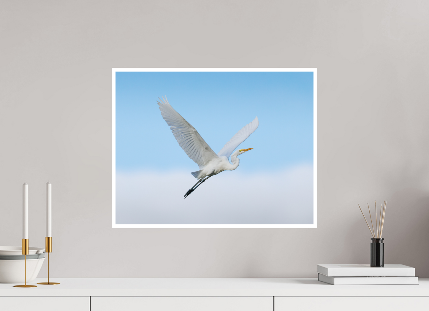 20.7 x 16″, Matte Hahnemühle Photo-Rag (.39" Border) Great Egret on Cloud 9